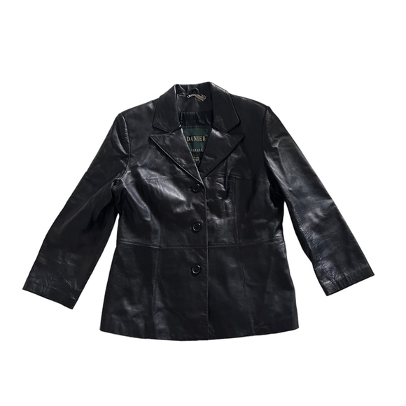 Vintage Danier Leather Black Blazer Jacket Size Medium - Picture 4 of 12